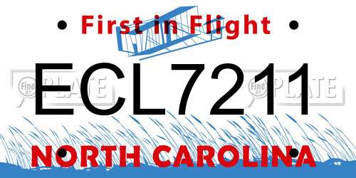 ECL7211 North Carolina License Plate