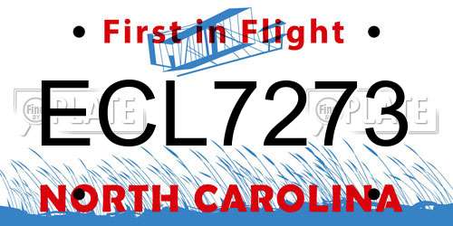 ECL7273 North Carolina License Plate