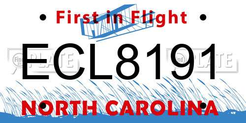ECL8191 North Carolina License Plate