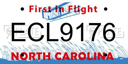 ECL9176 North Carolina License Plate