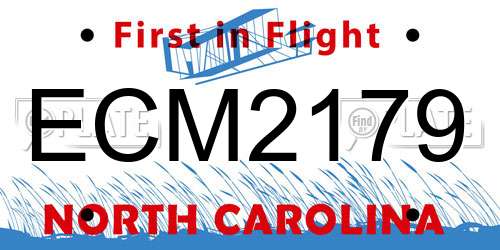 ECM2179 North Carolina License Plate