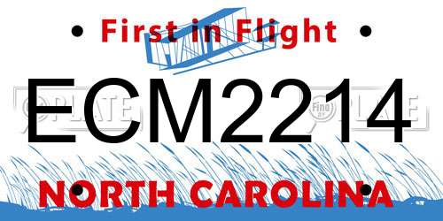 ECM2214 North Carolina License Plate