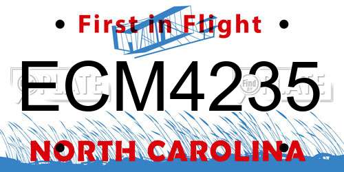 ECM4235 North Carolina License Plate