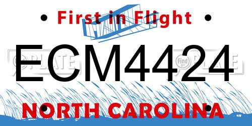 ECM4424 North Carolina License Plate