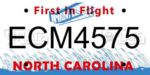 ECM4575 North Carolina License Plate