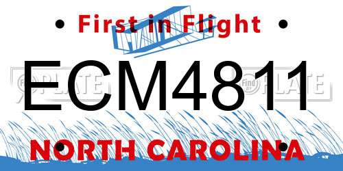 ECM4811 North Carolina License Plate
