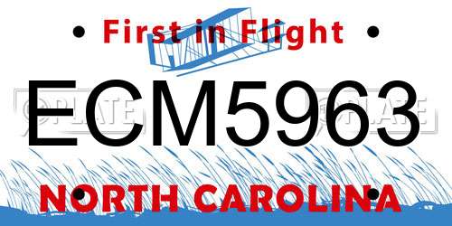 ECM5963 North Carolina License Plate