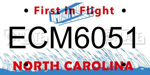 ECM6051 North Carolina License Plate