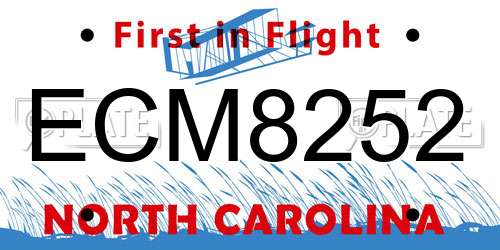 ECM8252 North Carolina License Plate