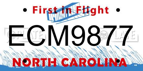 ECM9877 North Carolina License Plate