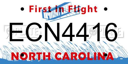 ECN4416 North Carolina License Plate
