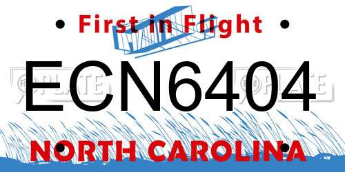 ECN6404 North Carolina License Plate