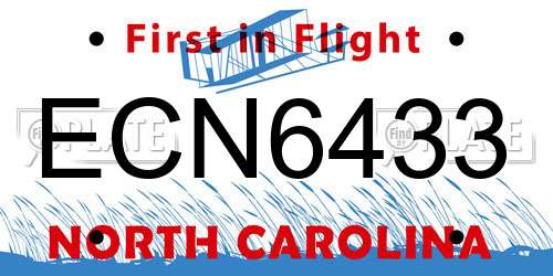 ECN6433 North Carolina License Plate