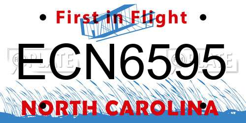 ECN6595 North Carolina License Plate