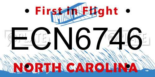 ECN6746 North Carolina License Plate