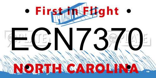 ECN7370 North Carolina License Plate