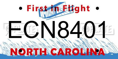 ECN8401 North Carolina License Plate