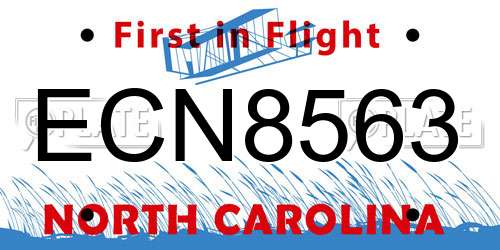 ECN8563 North Carolina License Plate