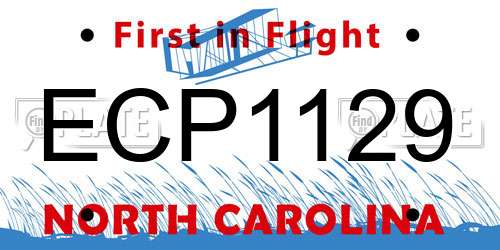 ECP1129 North Carolina License Plate