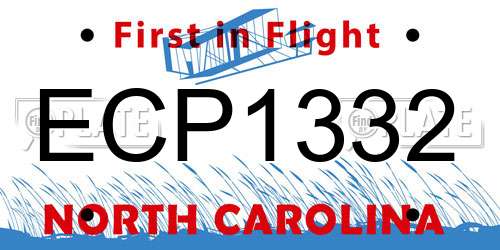 ECP1332 North Carolina License Plate
