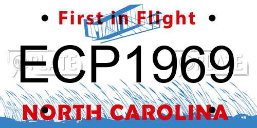ECP1969 North Carolina License Plate