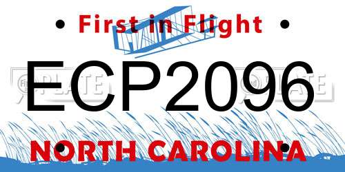 ECP2096 North Carolina License Plate