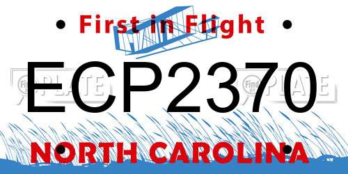 ECP2370 North Carolina License Plate