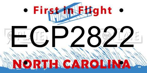 ECP2822 North Carolina License Plate