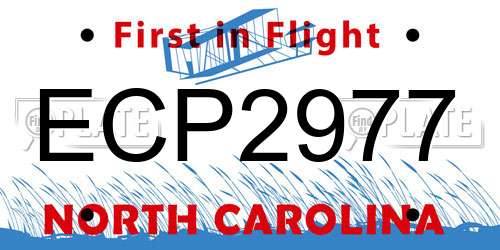 ECP2977 North Carolina License Plate