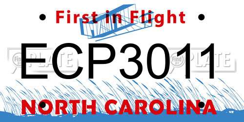 ECP3011 North Carolina License Plate