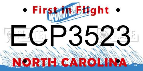 ECP3523 North Carolina License Plate