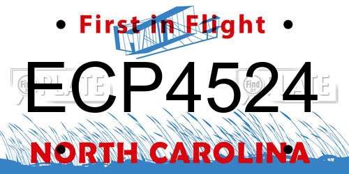 ECP4524 North Carolina License Plate