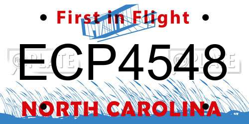 ECP4548 North Carolina License Plate