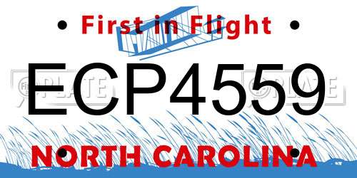 ECP4559 North Carolina License Plate