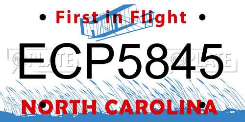 ECP5845 North Carolina License Plate