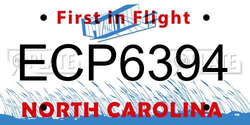 ECP6394 North Carolina License Plate