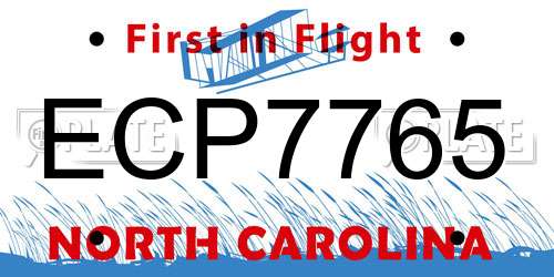 ECP7765 North Carolina License Plate