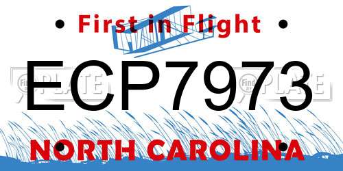 ECP7973 North Carolina License Plate