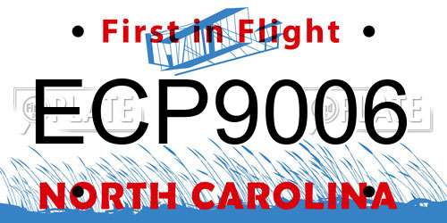 ECP9006 North Carolina License Plate