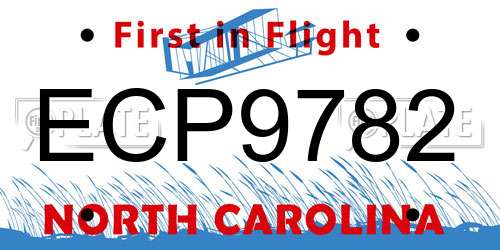 ECP9782 North Carolina License Plate