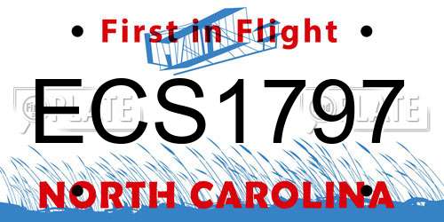 ECS1797 North Carolina License Plate