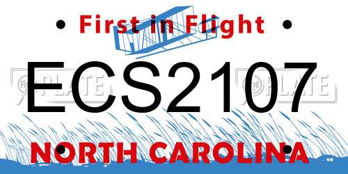 ECS2107 North Carolina License Plate