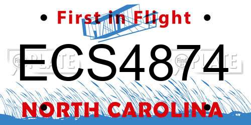 ECS4874 North Carolina License Plate