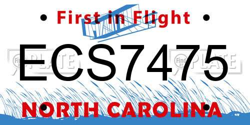 ECS7475 North Carolina License Plate