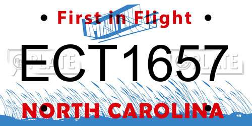 ECT1657 North Carolina License Plate