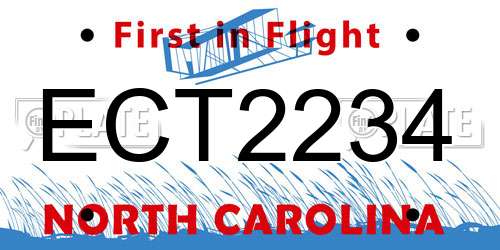 ECT2234 North Carolina License Plate
