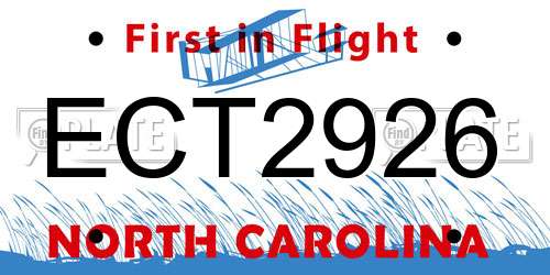 ECT2926 North Carolina License Plate