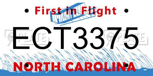 ECT3375 North Carolina License Plate