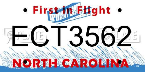 ECT3562 North Carolina License Plate