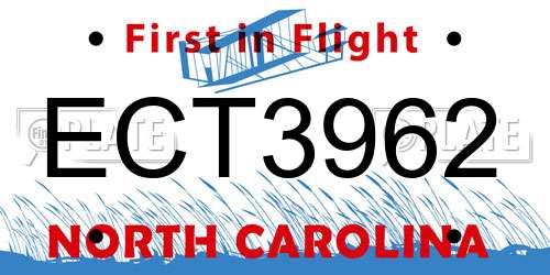 ECT3962 North Carolina License Plate